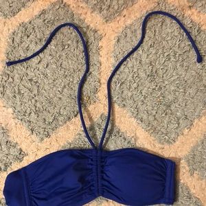 Blue wrap neck bikini tops